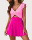 Women's Deep V Neck Ruffled Cross Skirt One-Piece Swimsuit