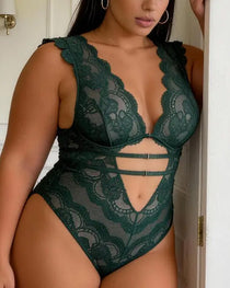 Sexy Floral Lace Cutout Bodysuit Lingerie