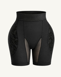 High Waist Lace Mesh Padded Hip Tummy Control Shaping Shorts