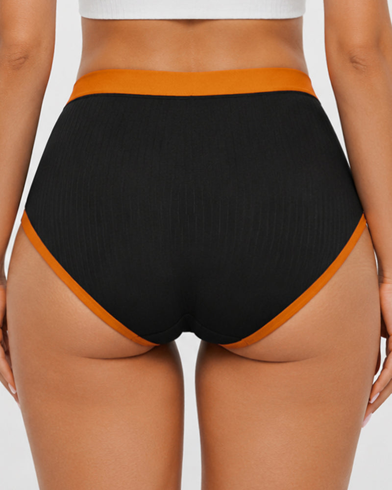 5-Pack Pure Cotton High Waist Colorblock Briefs
